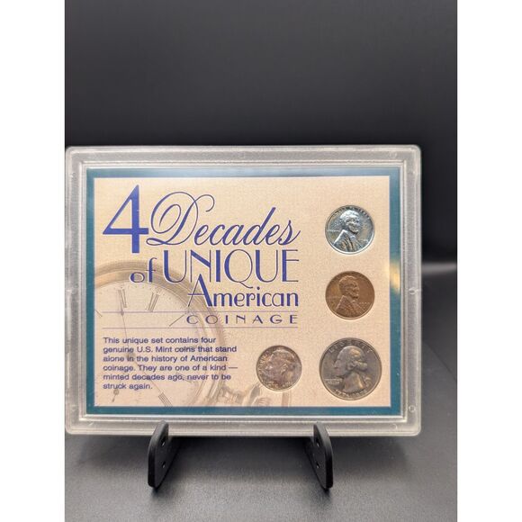 4-Decade U.S. Coin Set: Steel Cent, SILVER Dime, Bicentennial Quarter - Picture 1 of 3